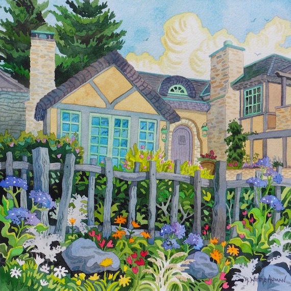 Carmel Cottage, Cottage in Carmel, Carmel CA, Carmel California, Carmel artwork, painting of Carmel, print of Carmel, Carmel by the Sea