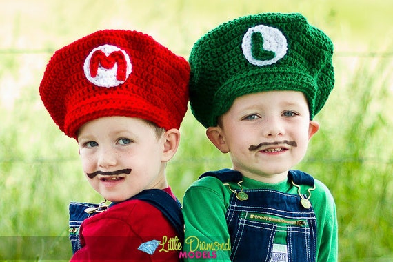 Mario Brothers Crochet hat Mario and Luigi set | Etsy
