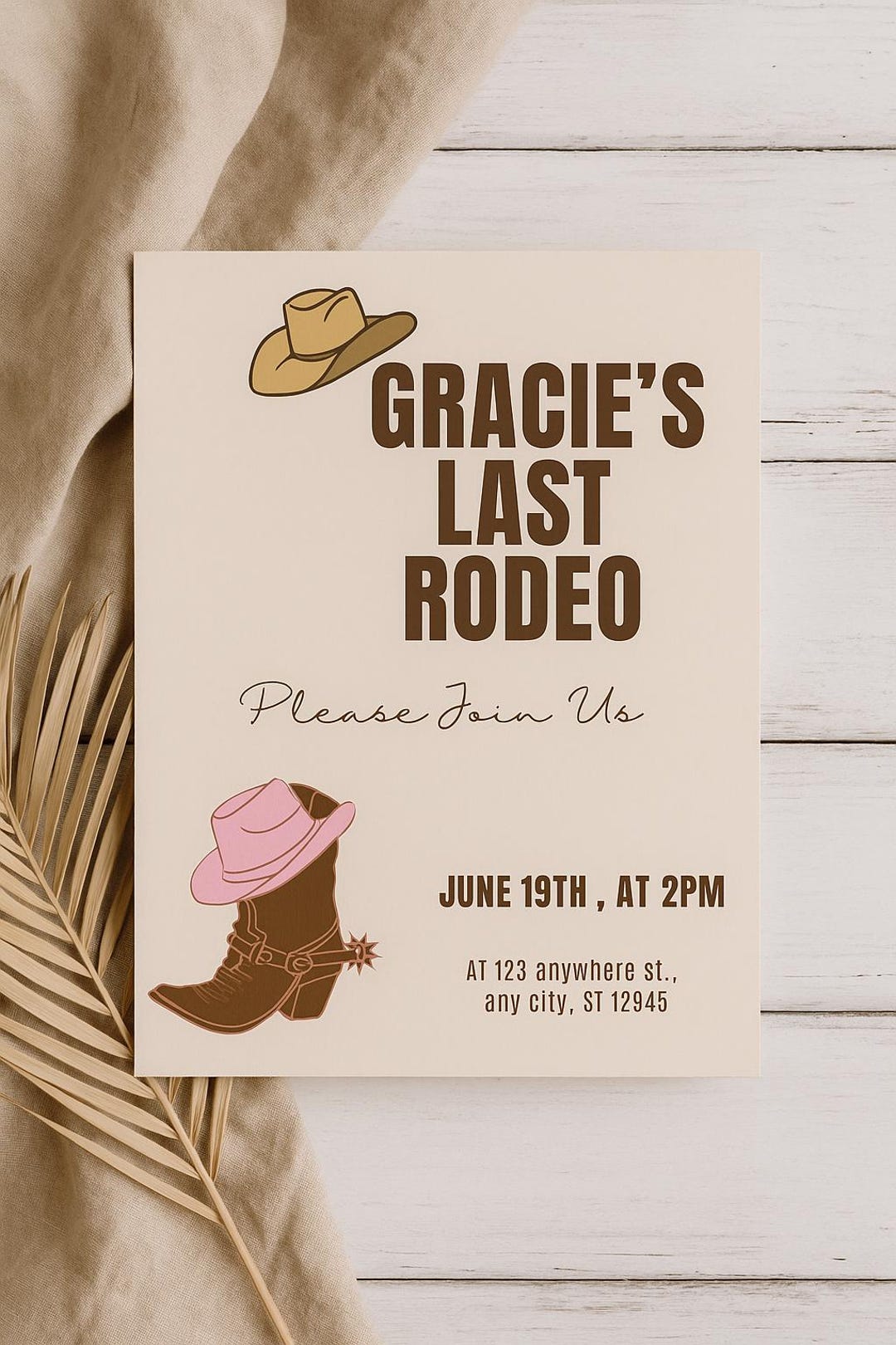 Editable Last Rodeo Bachelorette Invitation | Cowgirl Party Invite ...