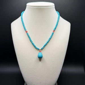 Handmade Turquoise Teardrop Necklace: Boho Gemstone Jewelry