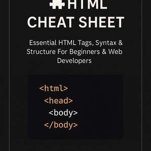 HTML Cheat Sheet PDF – Developer Quick Reference for Beginners & Students | Printable Guide