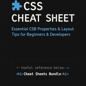 CSS Cheat Sheet PDF – Developer Quick Reference for Beginners | Printable Dark Mode Coding Guide
