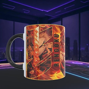Rengoku Kyojuro Mug Wrap PNG – Anime Sublimation Design for 11 oz Cup – Digital Download – Demon Slayer Fan Art
