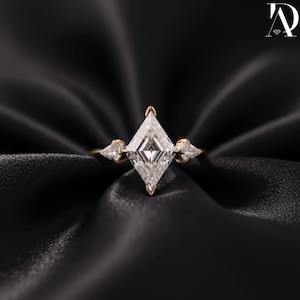 Lozenge Cut Diamond Ring, Kite Cut Diamond Ring, Rose Gold Engagement Ring, Geometric Solitaire Ring, Unique Bridal Ring, Promise Ring