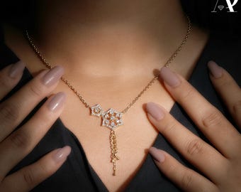 Star Shaped Diamond Pendant, Lab Grown or mossoinites Diamond Pendant For Anniversary/Birthday Gift for Her,Dainty Cluster Pendant for wife