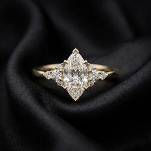 Marquise Labgrown diamant unik förlovningsring Gult guld kluster moissanit ring Vintage twist ring bröllop brudlöfte Kvinnor gåva