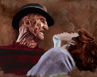 A Nightmare on Elm Street 3 Art Print Freddy Krueger and Nancy