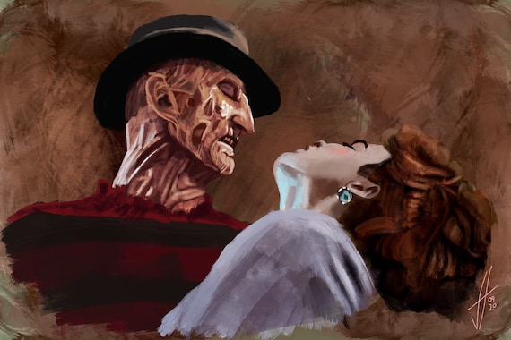 A Nightmare on Elm Street 3 Art Print Freddy Krueger and Nancy