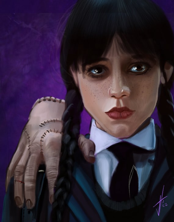 Wednesday Addams and Thing Art Print