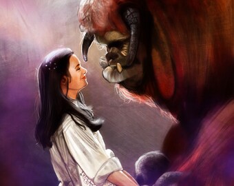 Labyrinth Sarah and Ludo  Art Print