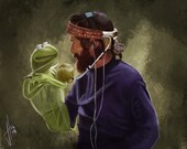Jim Henson and Kermit T Frog art print