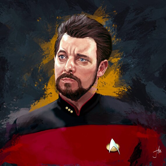 star trek riker art print etsy