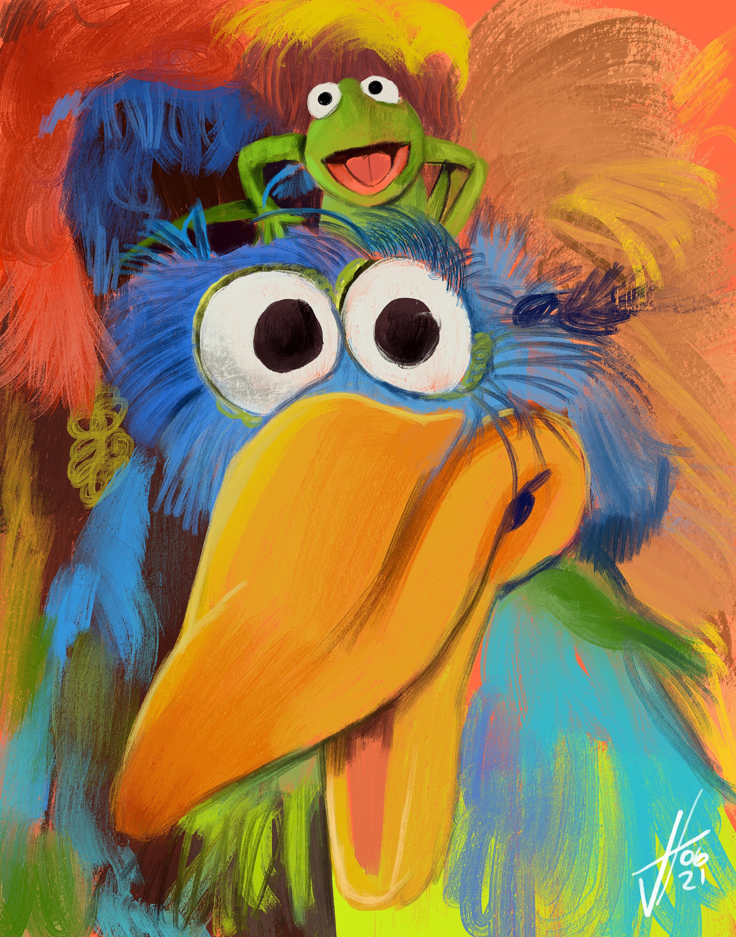 Fletcher Bird Portrait Print the Muppets Etsy UK