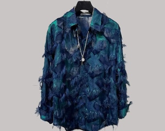 Camisa de verano transparente para hombre - Moderna ropa de club de manga larga - Blusa holgada para fiestas en festivales - Camisa urbana con estilo - Blusa de moda hip hop