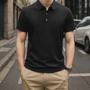 Smart casual men polo shirt in black