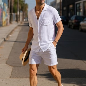 beach dress set for men Mens Tropical Print Beachwear Set Two Piece... From Fashionfirst, $31.83