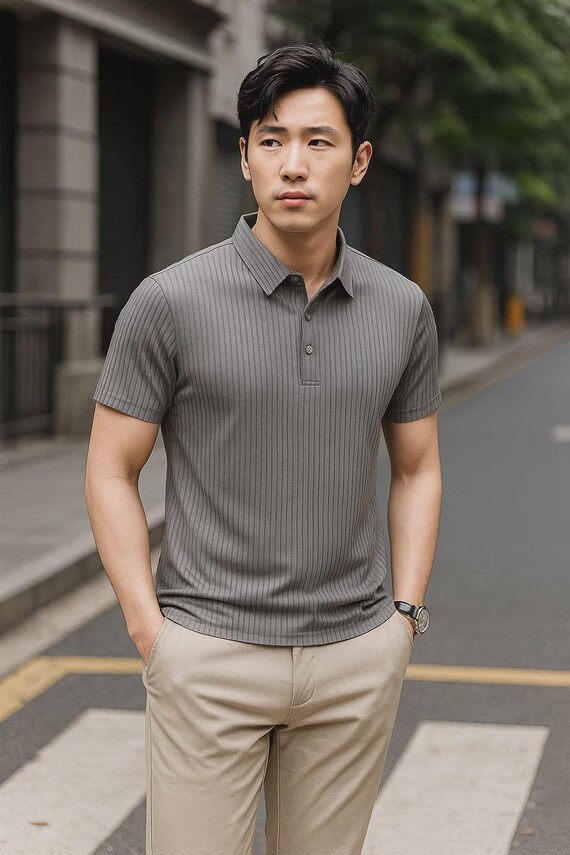 Men’s Summer Polo Shirt, Slim Fit Short Sleeve Top, Casual Golf Outfit, Modern Streetwear Top, Smart Business T-Shirt, Office & Travel Shirt