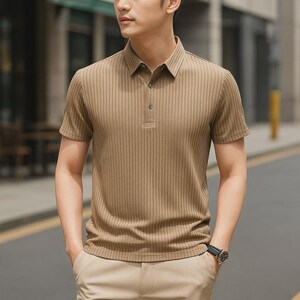 Men modern streetwear khaki polo