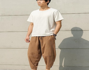 Pantalones harén hippies para hombre - Pantalones bohemios de tiro caído - Pantalones de yoga holgados - Pantalones cómodos para estar en casa - Pantalones casuales para festivales de primavera y verano