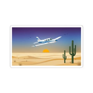 Desert Sunset Piper Plane-klistermärken | Flygdekal