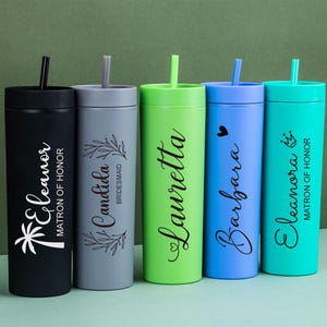 Personalized Tumbler with Lid and Straw, Custom Personalized Tumbler, Bridesmaid Tumbler with Straw,  Bachelorette Party Gifts