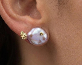 Pearl Stud Earrings, Natural Pearl Earrings, Gold Earrings, Minimal Jewelry, Everyday Earrings, Elegant Stud Earrings for Women