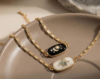 Gold Chain Bracelet Minimal, Vintage Bracelet Women, Dainty Bracelet Gold, Natural Stone Bracelet, Everyday Jewelry, Adjustable Bracelet