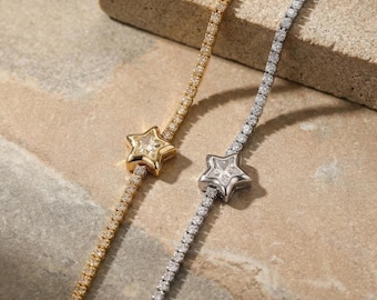 Star Bracelet, Dainty Gold Silver Celestial Jewelry, Gift for Her, Everyday Star Bracelet