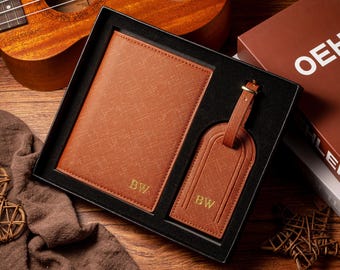 Personalisierter Passhalter und Gepäckanhänger, benutzerdefinierte Reisebrieftasche