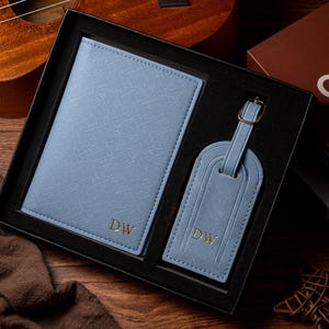 Personalized Passport Holder and Luggage Tag Set, Custom Travel Accessories image 6