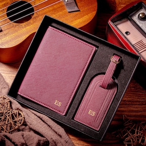 Personalized Passport Holder and Luggage Tag Set, Custom Travel Accessories image 3