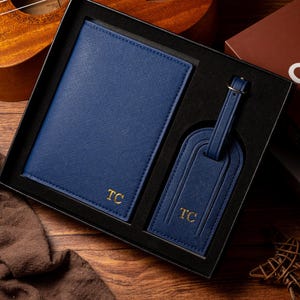 Personalized Passport Holder and Luggage Tag Set, Custom Travel Accessories image 4