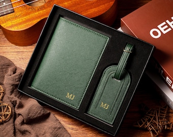 Personalized Passport Holder & Luggage Tag Set, Custom Passport Cover Travel Gift