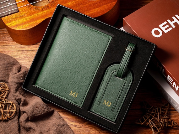 Personalized Passport Holder & Luggage Tag Set, Custom Passport Cover Travel Gift