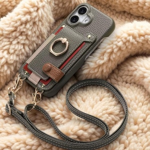 Leather Crossbody Wallet iPhone Case: Card Slots, Ring Stand and Holder