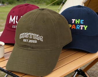 Embroidered text,logo baseball cap, custom embroidered hat, bachelorette party, Christmas gift, fraternity, mom and dad,unisex baseball cap
