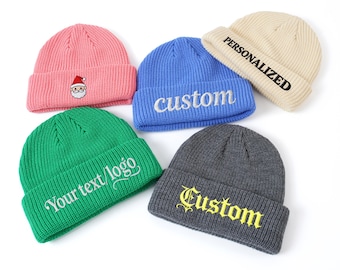 custom text/logo beanie,Personalized embroidered winter hat, birthday, Christmas,  classic beanie hat for adult, warm hat, custom winter hat