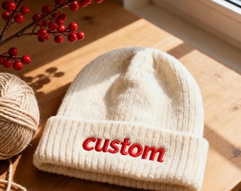 Custom Beanie Custom Logo/Text Hat,Personalized Embroidered Beanie, Winter Hat ,Classic Beanie for Adults ,Winter Beanies Warm Hat