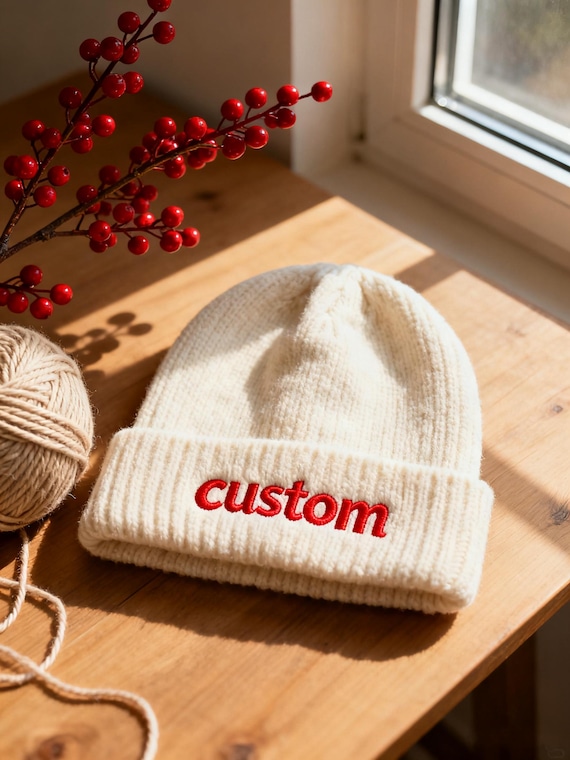 Custom Beanie Custom Logo/Text Hat,Personalized Embroidered Beanie, Winter Hat ,Classic Beanie for Adults ,Winter Beanies Warm Hat