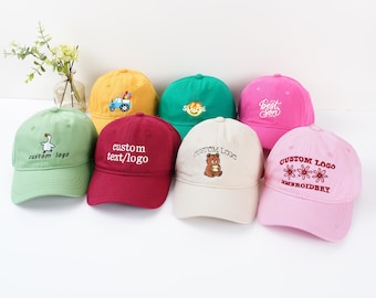 Personalizowane czapki dziecięce, czapki niemowlęce, spersonalizowane czapki z haftowanym tekstem/logo, czapki baseballowe, czapki dziecięce, prezent na imprezę, prezent dla syna lub córki, prezent świąteczny