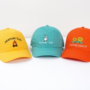 Customized text, logo embroidered hats, personalized hats for brides, new parents, bachelorette parties, Christmas gifts, group events