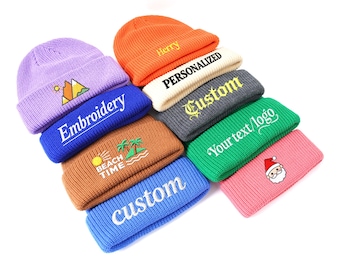 Personalized embroidered winter hat, birthday , Christmas gift, custom text/logo, classic beanie hat for adult, warm hat, custom winter hat