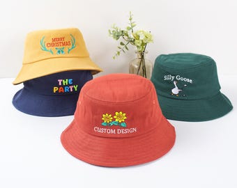 Custom embroidered hat, bucket hat, personalized text, logo, gifts for mom and dad, gift for brides, gift for bachelorettes, Christmas gifts