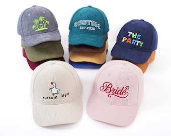 Personalized Embroidered Name Hat, Winter Corduroy Cap, Adjustable Retro Cap, Christmas Gift, Fall Fashion, Custom Corduroy Baseball Cap