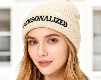 Custom beanies, classic adult winter hats, warm hats, custom winter hats, custom text/logo, personalized gifts, birthday and Christmas gifts