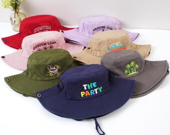 Custom Embroidered Bucket hat,Text/Logo Bucket hat,Dad hat, Personalized Sun hat,Bachelorette Gift, Camping hat Hiking hat,Custom Summer Hat