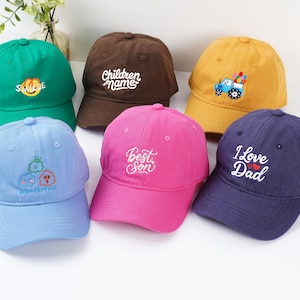 Personalized kid baseball cap, embroidered text, logo,children name cap, baby shower gift, holiday hat, birthday gift, holiday gift, parties