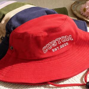 Sombreros de senderismo personalizados, sombreros de pescador, texto personalizado bordado, sombreros para el sol con logotipo, sombreros de viaje, sombreros de camping, sombrero de verano, regalo de aventura al aire libre