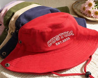 Custom hiking hats, bucket hats, embroidered personalized text, logo sun hats, travel hats, camping hats, summer hat, outdoor adventure gift
