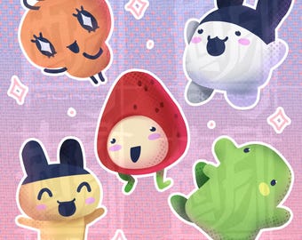 Naklejki Tamagotchi: Wodoodporne, wycinane naklejki winylowe